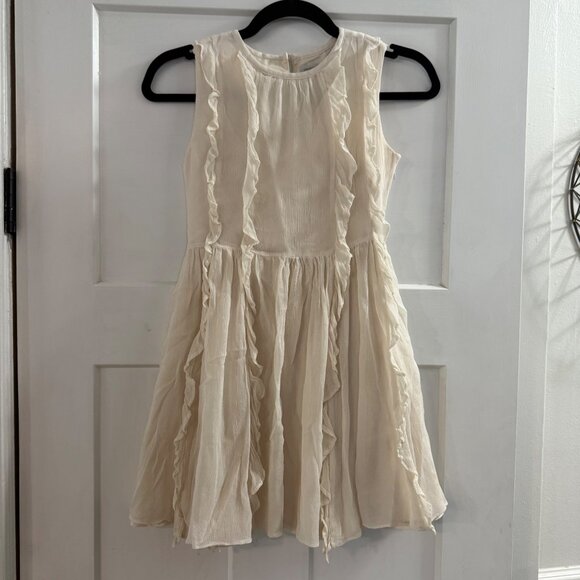 Crewcuts Girls Ruffled Ivory Sleeveless Dress In Silk Size 10 - Picture 1 of 7